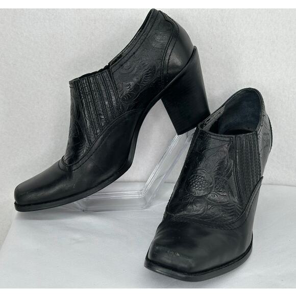 Antonio Melani Leather Square Toe Western Ankle Boots 8M - Picture 1 of 9